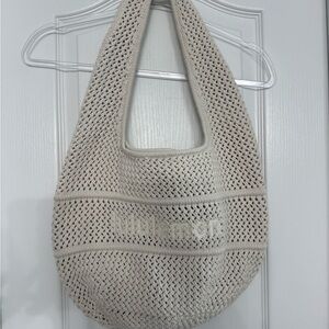 Lululemon Athletica Cream Knit Hobo Bag